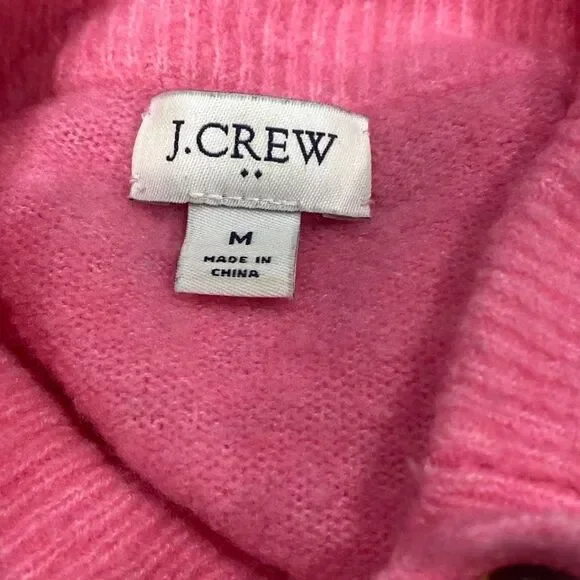 Baby pink J. Crew mock neck wool blend sweater with side collar buttons - Picture 6 of 6